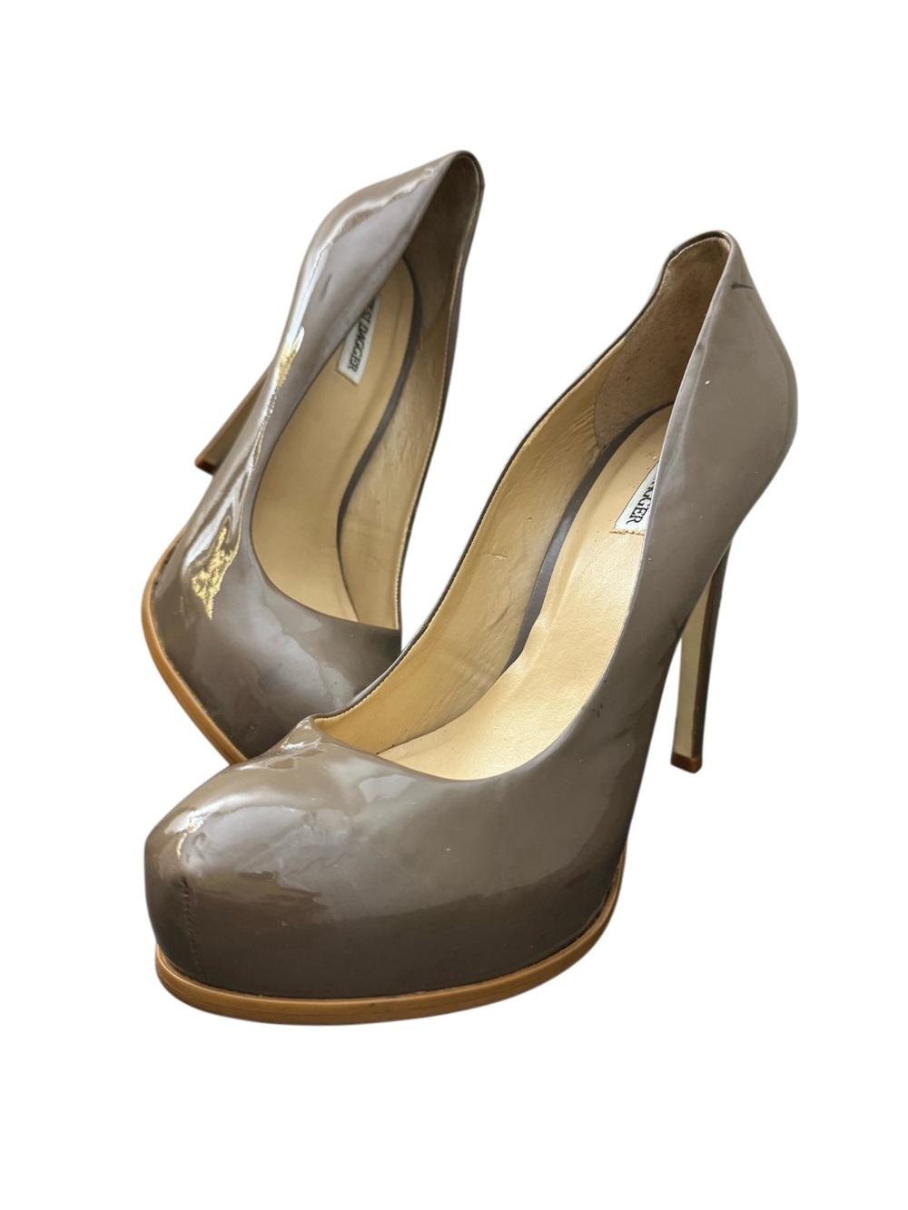 Kelsi Dagger Glossy Taupe Patent Platform Pumps Size 9